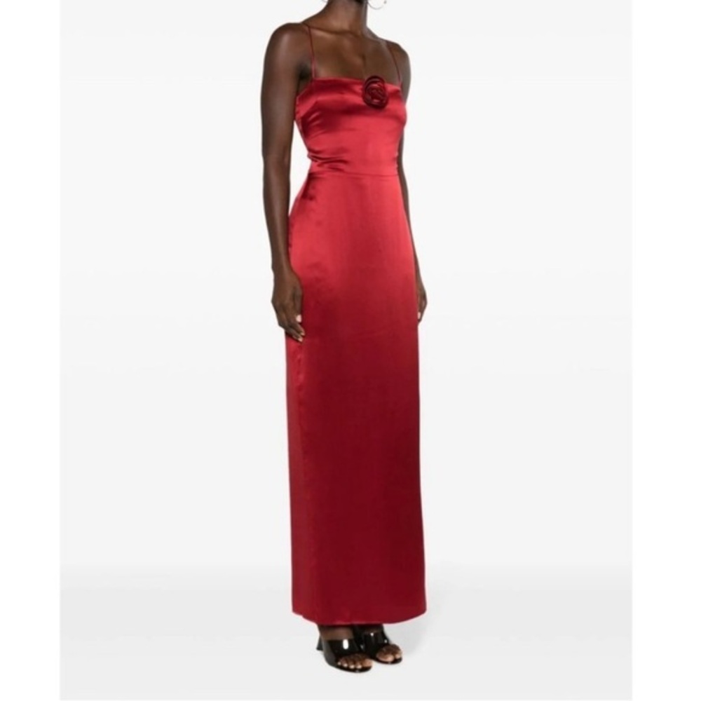 Reformation Frankie Dress Sangre Rosette Red Floral Maxi Sleeveless